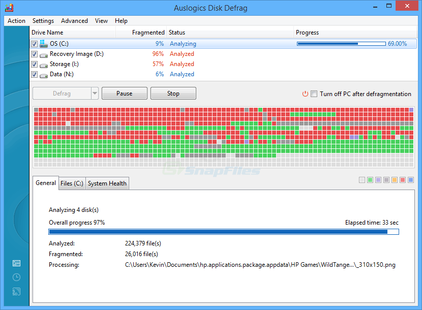 Auslogics Disk Defrag Pro 12.0.1.2 | ฟรี จัดเรียงข้อมูล Win10
