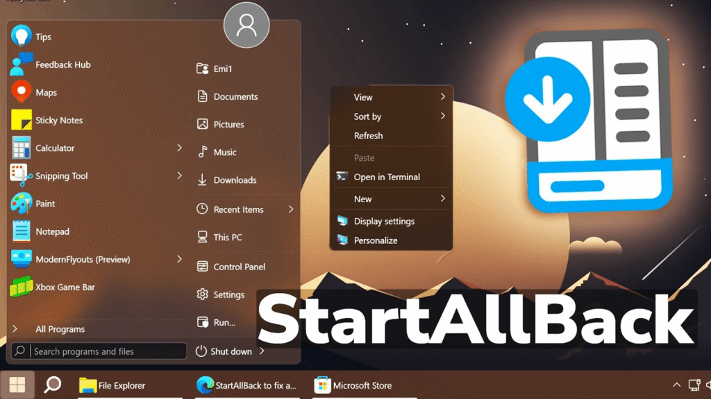 StartAllBack 3.9.13.5296 | ใหม่ปรับแต่ง Start Menu ของ Win11